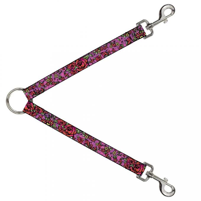 Dog Leash Splitter - Born to Blossom CLOSE-UP Pink