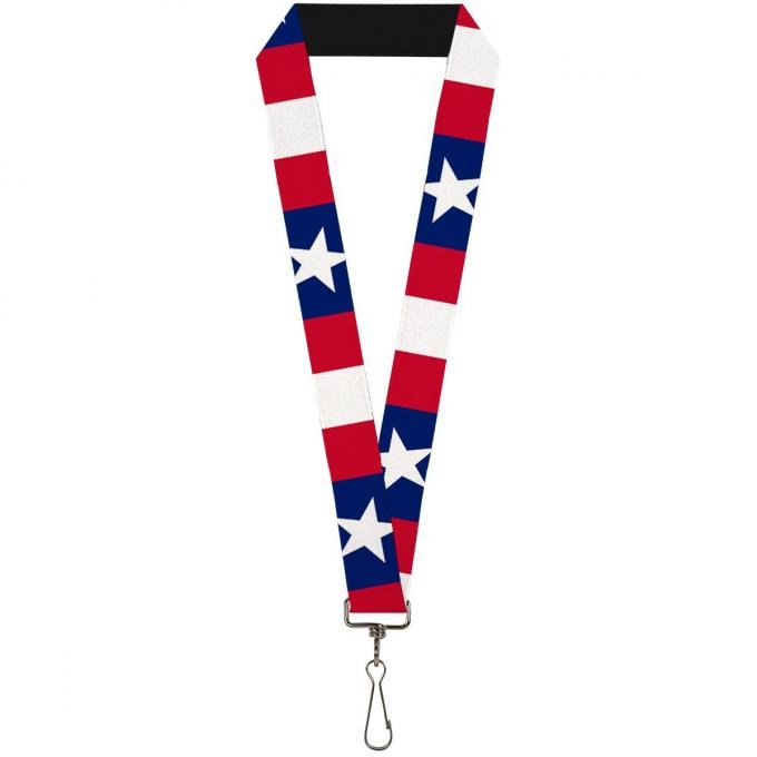 Buckle-Down Lanyard - Stars & Stripes Ribbon Red/Blue/White