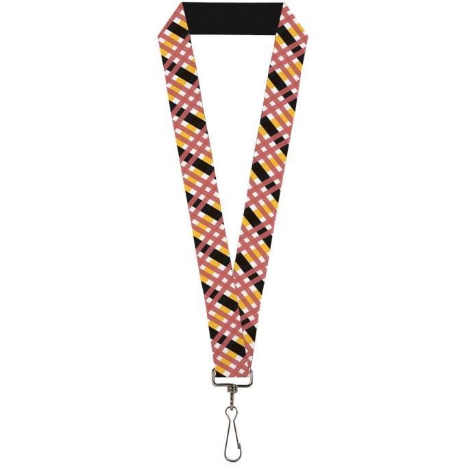 Buckle-Down Lanyard - Plaid X White/Gold/Black/Pink
