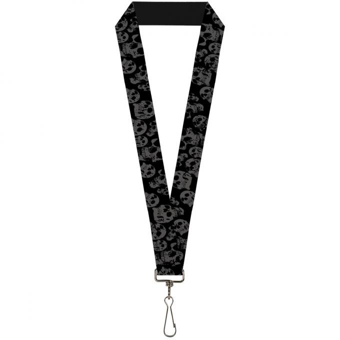 Buckle-Down Lanyard - Skulls Stacked Weathered Black/Gray