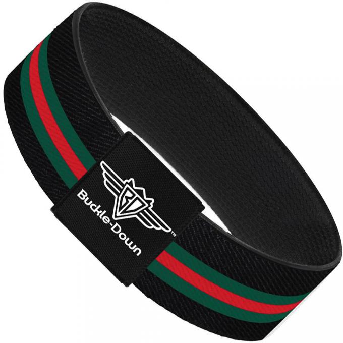 Buckle-Down Elastic Bracelet - Stripe Black/Green/Red
