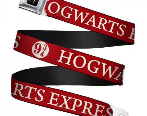 Harry Potter Logo Full Color Black/White Seatbelt Belt - HOGWARTS EXPRESS 9_ Red/White Webbing