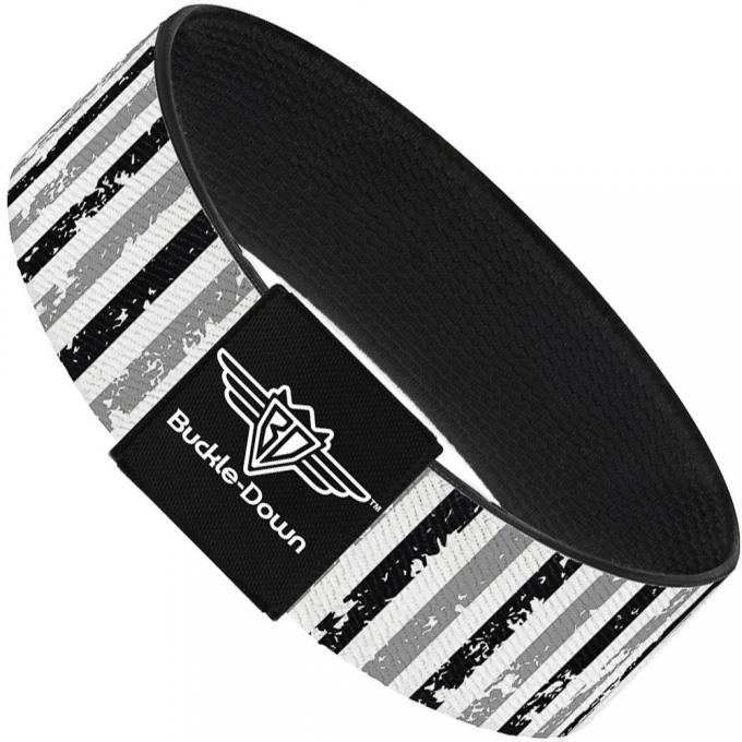 Buckle-Down Elastic Bracelet - Vertical Stripes White/Black/Gray