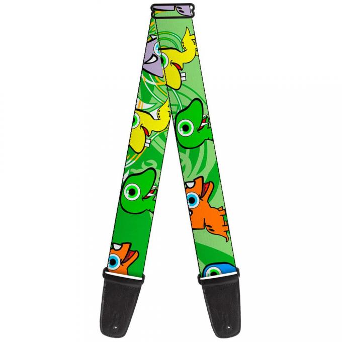 Guitar Strap - Cute Dinosaurs Yellow/Green