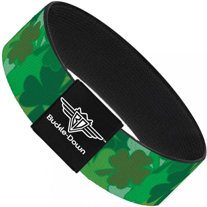 Buckle-Down Elastic Bracelet - St. Pat's Stacked Shamrocks Greens