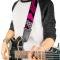 Guitar Strap - Buffalo Plaid Abstract White/Black/Fuchsia