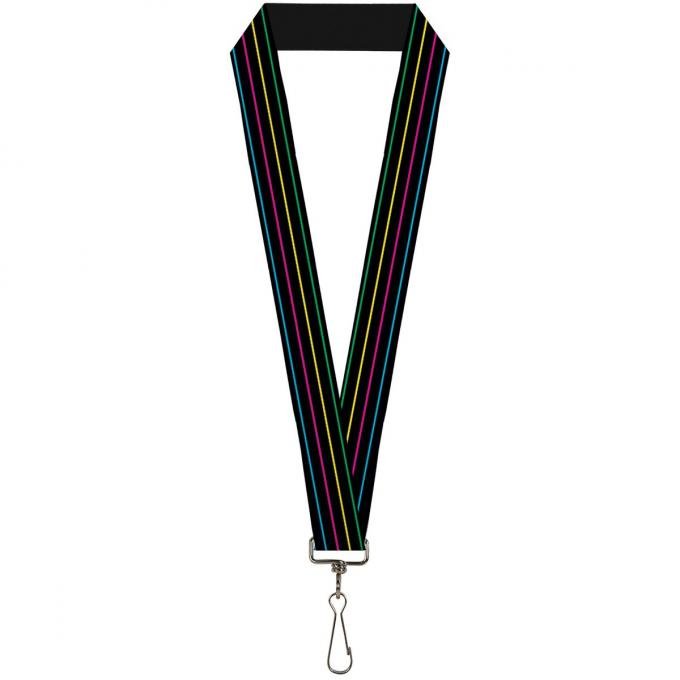 Buckle-Down Lanyard - Pinstripes Black/Multi Color