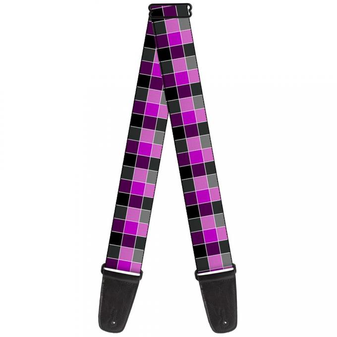 Guitar Strap - Checker Mosaic Purple