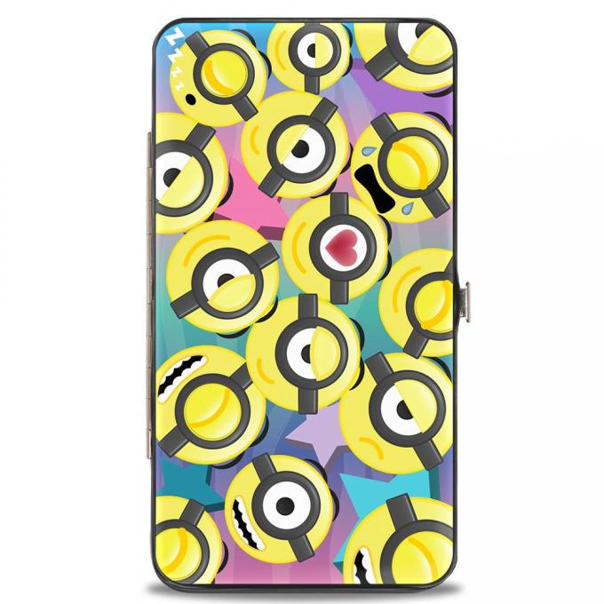 Hinged Wallet - Minion Emojis Scattered/Stars Blues/Pinks