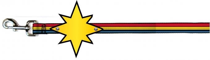 Dog Leash Cape - Captain Marvel Logo Yellow/Black + Captain Marvel Stripe Red/Gold/Blue