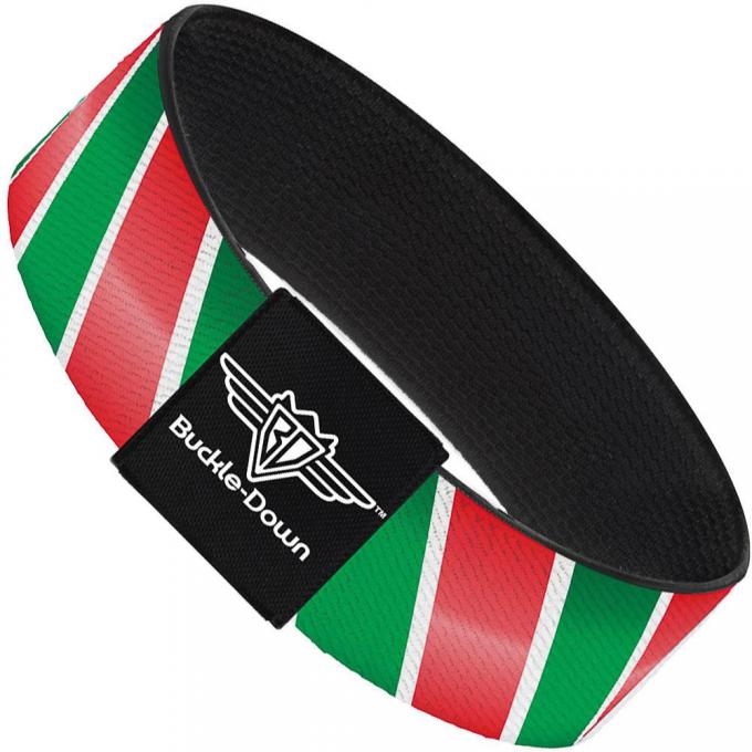 Buckle-Down Elastic Bracelet - Candy Cane4 White/Red/Green
