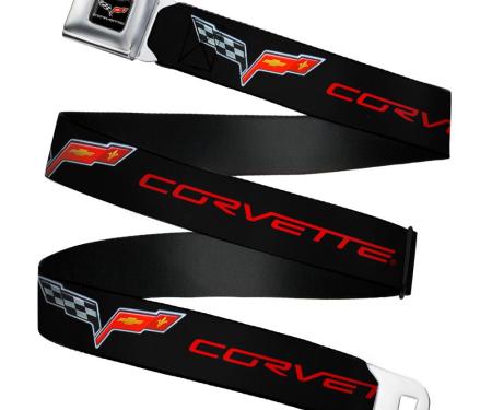 C6 Full Color Seatbelt Belt - C6 Logo/CORVETTE Black/Red