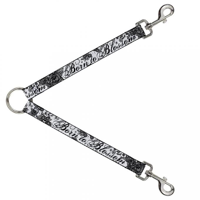 Dog Leash Splitter - Born to Blossom Black/White