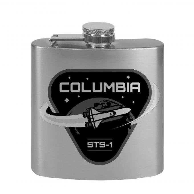 Stainless Steel Flask - 6 OZ - COLUMBIA STS-1 Space Shuttle Tonal Grays
