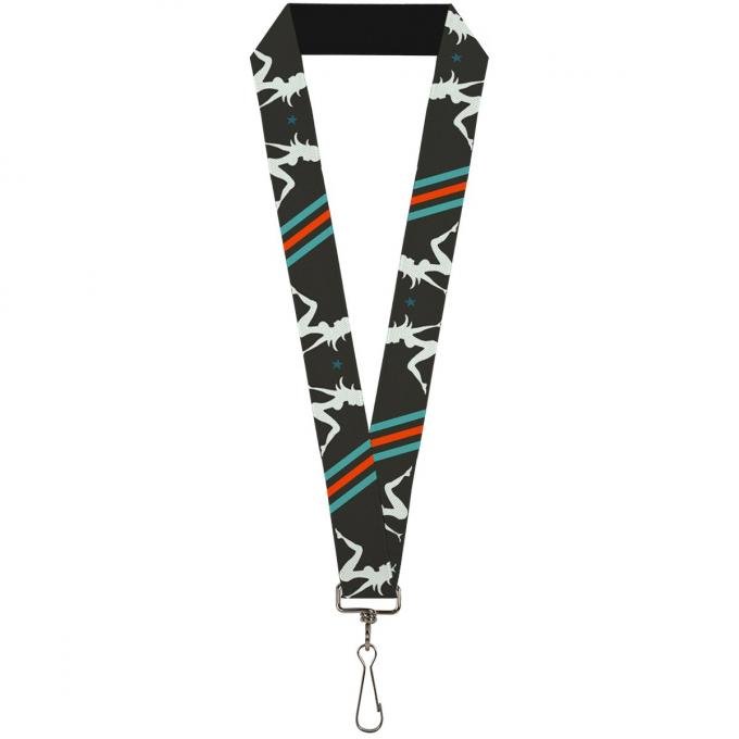 Buckle-Down Lanyard - Mud Flap Girls w/Stripes Gray/Turquoise/Orange