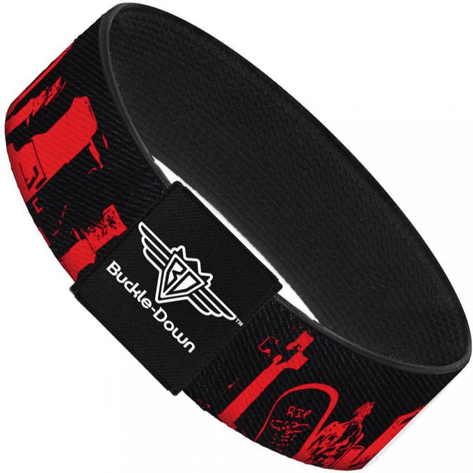 Buckle-Down Elastic Bracelet - Graveyard Black/Red