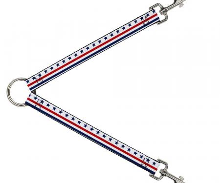 Dog Leash Splitter - Americana Stars & Stripes7 White/Blue/Red