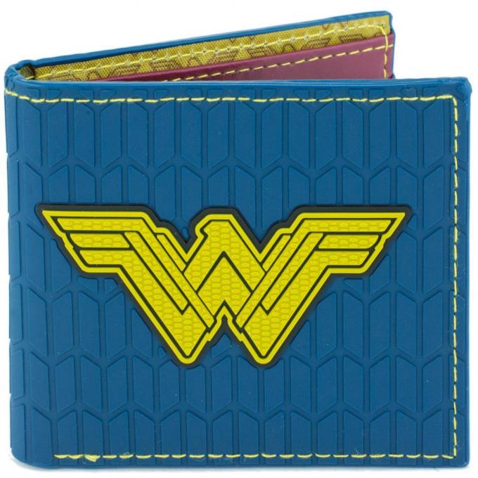 Rubber Wallet - Wonder Woman Icon + Text Badge