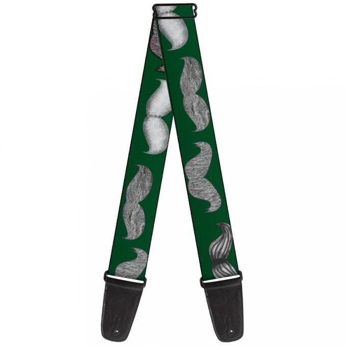 Guitar Strap - Mustaches Green/Sketch