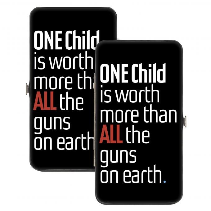 Hinged Wallet - ONE CHILD IS WORTH MORE Quote Black/White/Red