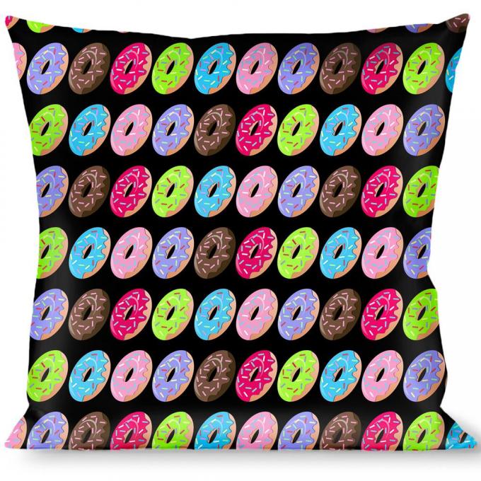 Buckle-Down Throw Pillow - Sprinkle Donuts Black/Multi Color