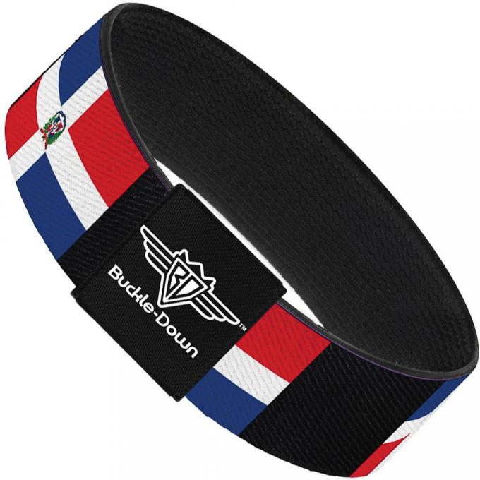 Buckle-Down Elastic Bracelet - Dominican Republic Flags/Black Black