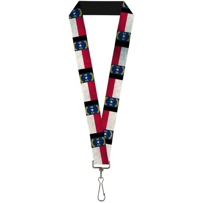 Buckle-Down Lanyard - North Carolina Flag Distressed/Black
