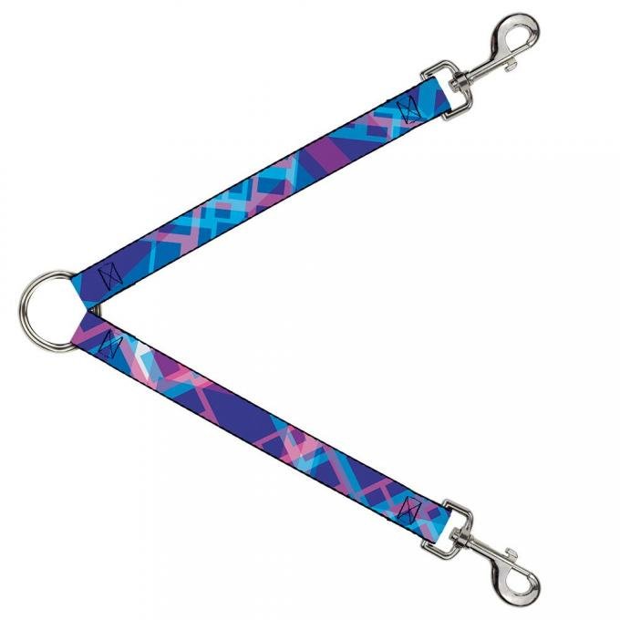 Dog Leash Splitter - Squares Stacked Blues/Pinks/Purples
