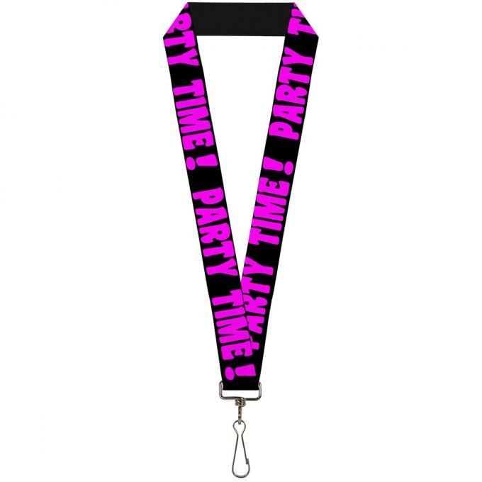 Buckle-Down Lanyard - PARTY TIME! Black/Fuchsia