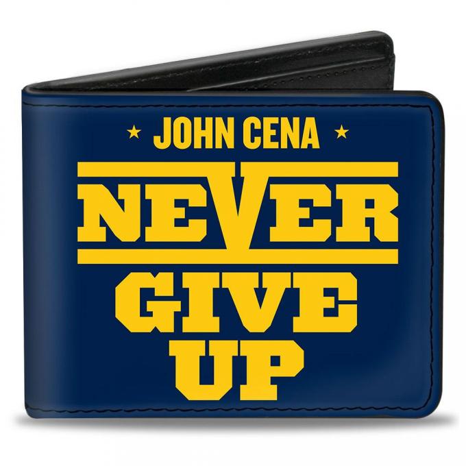 Bi-Fold Wallet - JOHN CENA NEVER GIVE UP + Fireman's Carry Pose Navy/Gold/White