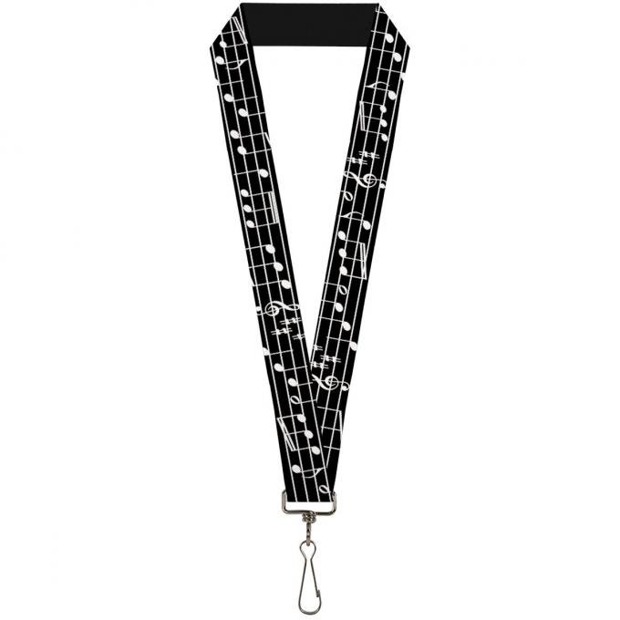 Buckle-Down Lanyard - Music Notes Black/White