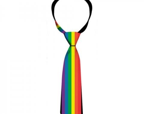 Buckle-Down Necktie - Stripe Black/Rainbow