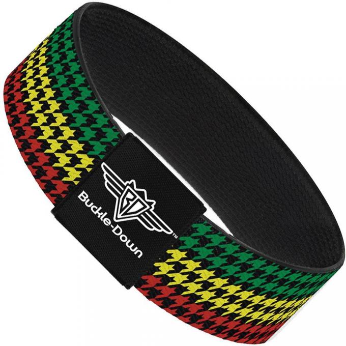 Buckle-Down Elastic Bracelet - Houndstooth Black/Rasta