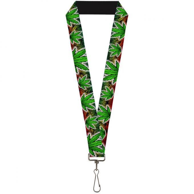 Buckle-Down Lanyard - Marijuana Haze Rasta/White