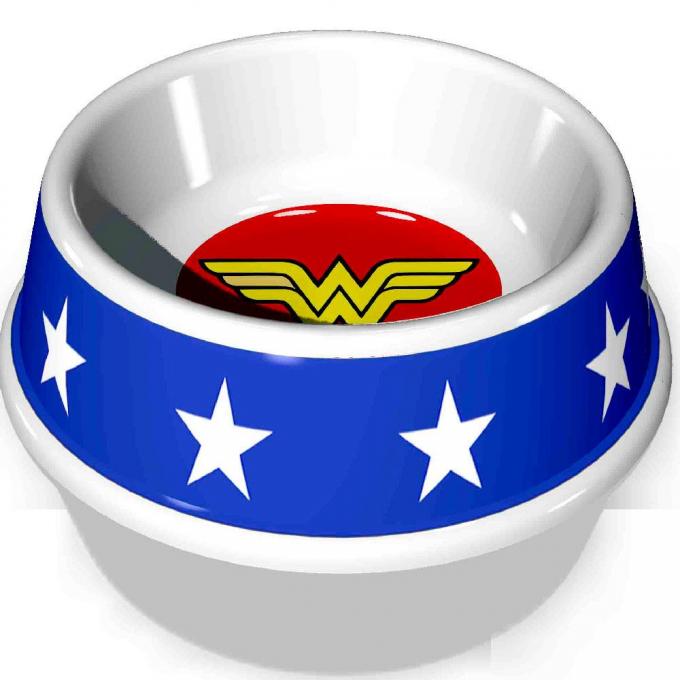 PBWL1-MLM-7.5-WWBW 
Single Melamine Pet Bowl - 7.5&rdquo; (16oz) - Wonder Woman Icon + Stars