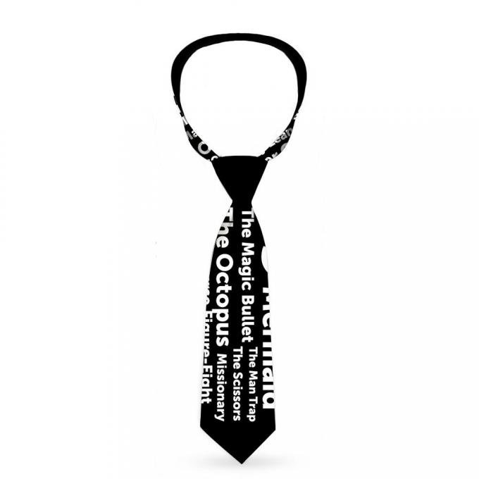 Buckle-Down Necktie - Verbiage Sex Positions Black/White