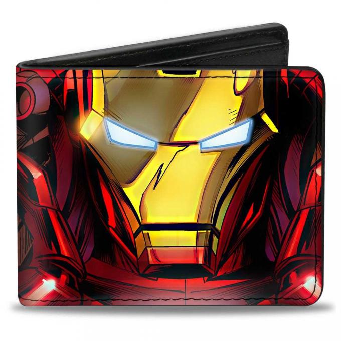MARVEL AVENGERS  
Bi-Fold Wallet - Iron Man Face + Chest Arc Reactor CLOSE-UP