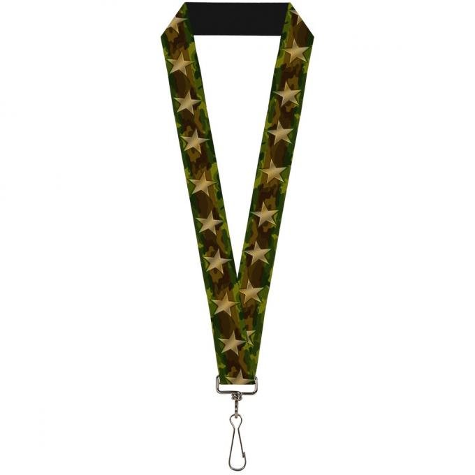 Buckle-Down Lanyard - Star Camo Olive/Gold