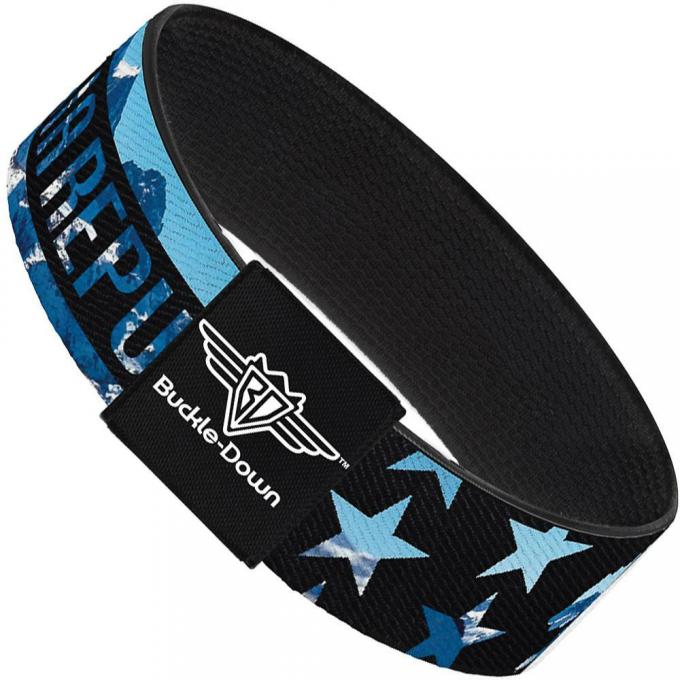 Buckle-Down Elastic Bracelet - CALIFORNIA REPUBLIC/Bear/Stars Silhouette Black/Scenic Mountains