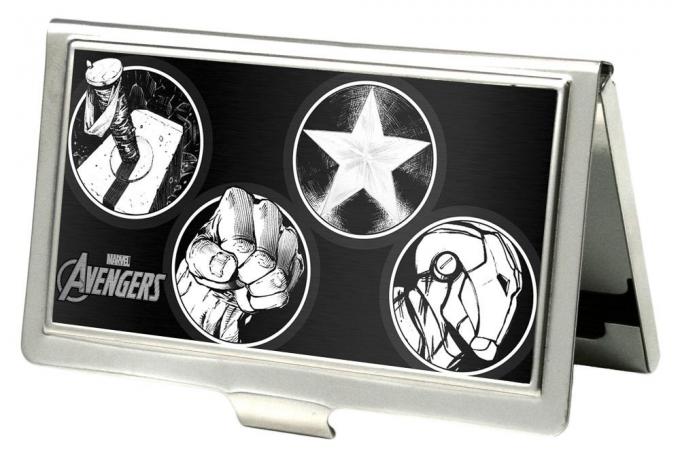 MARVEL AVENGERS 
Business Card Holder - SMALL - MARVEL AVENGERS/Power Logos Brushed Silver