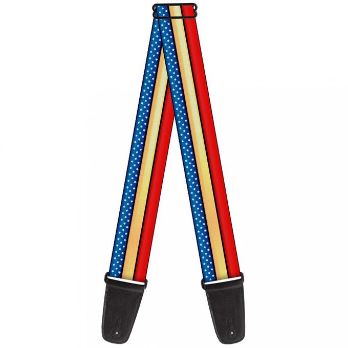Guitar Strap - Wonder Woman Stripe/Stars Red/Gold/Blue/White