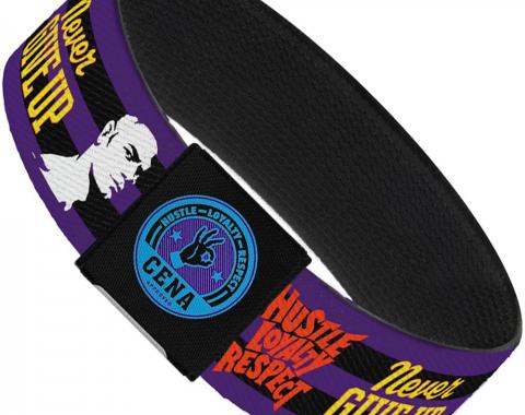 Elastic Bracelet - 1.0" - John Cena Silhouette HUSTLE-LOYALTY-RESPECT/NEVER GIVE UP Stripe Purple/Black/Multi Color