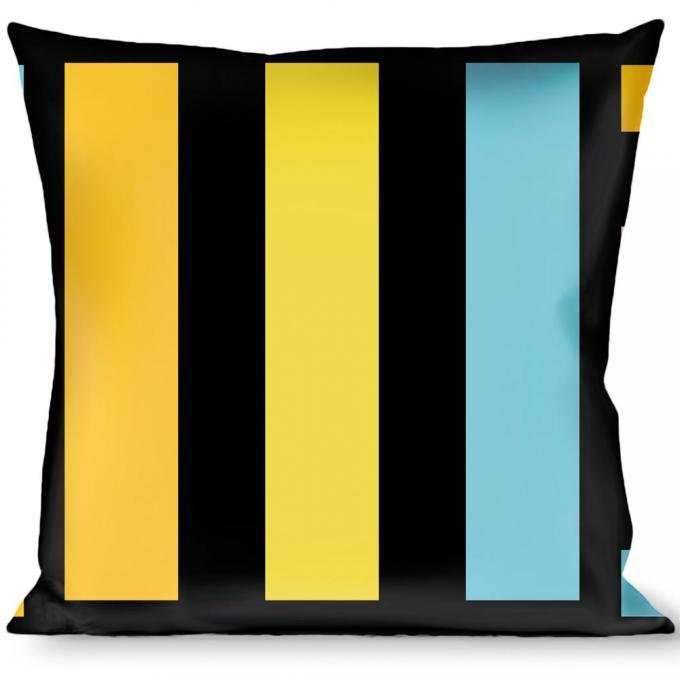 Buckle-Down Throw Pillow - Stripe Blocks Black/Multi Pastel