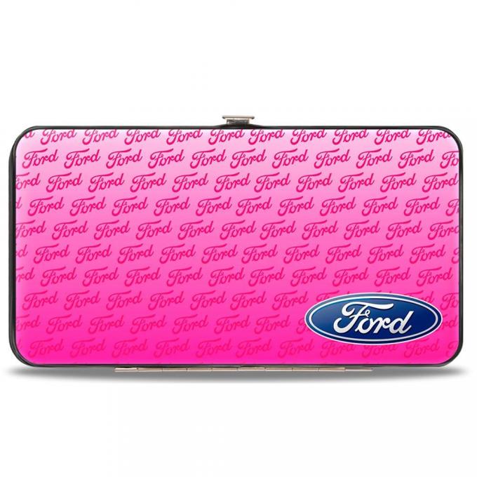 Hinged Wallet - Ford Oval CORNER w/Text PINK