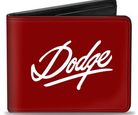 Bi-Fold Wallet - DODGE Emblem Script Burgundy/White