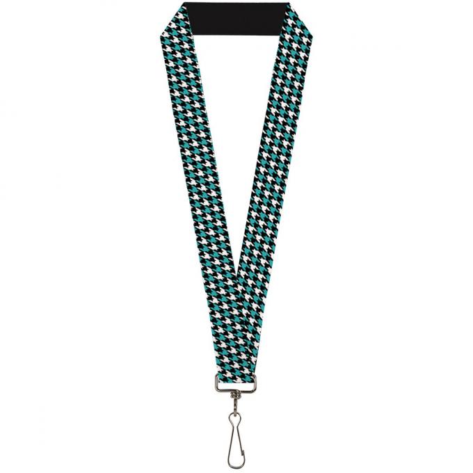 Buckle-Down Lanyard - Houndstooth Black/White/Turquoise