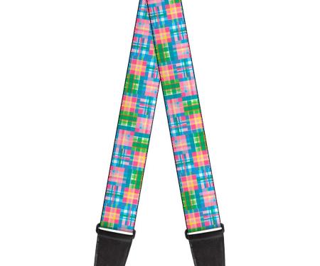 Guitar Strap - Madras Plaid Pink