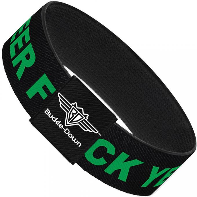 Buckle-Down Elastic Bracelet - BEER FUCK YEAH Black/Neon Green