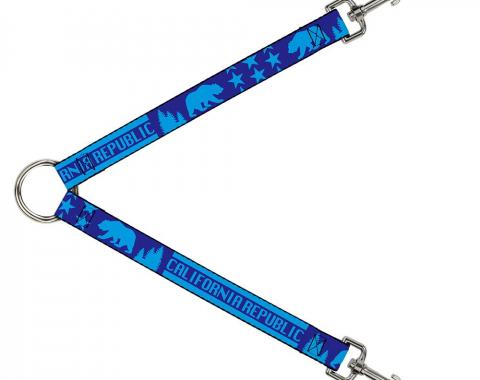 Dog Leash Splitter - CALIFORNIA REPUBLIC/Bear/Stars Silhouette Blues