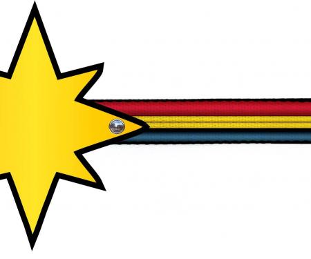 Dog Leash Cape - Captain Marvel Logo Yellow/Black + Captain Marvel Stripe Red/Gold/Blue